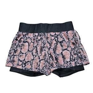 Fabletics Olesia Shine Shorts Stretch Pink Black Snakeskin Animal Print Running